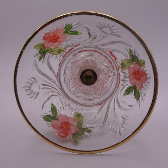 Vintage Pedestal Bowl with Flower Decoration - Picture 5 of 12